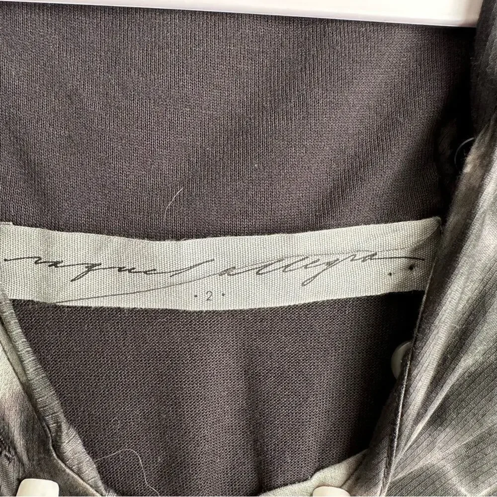 RAQUEL ALLEGRA Tie Dye Raglan Silk Dress Women's 2/M 4-6 Black‎ Gray Green Boho